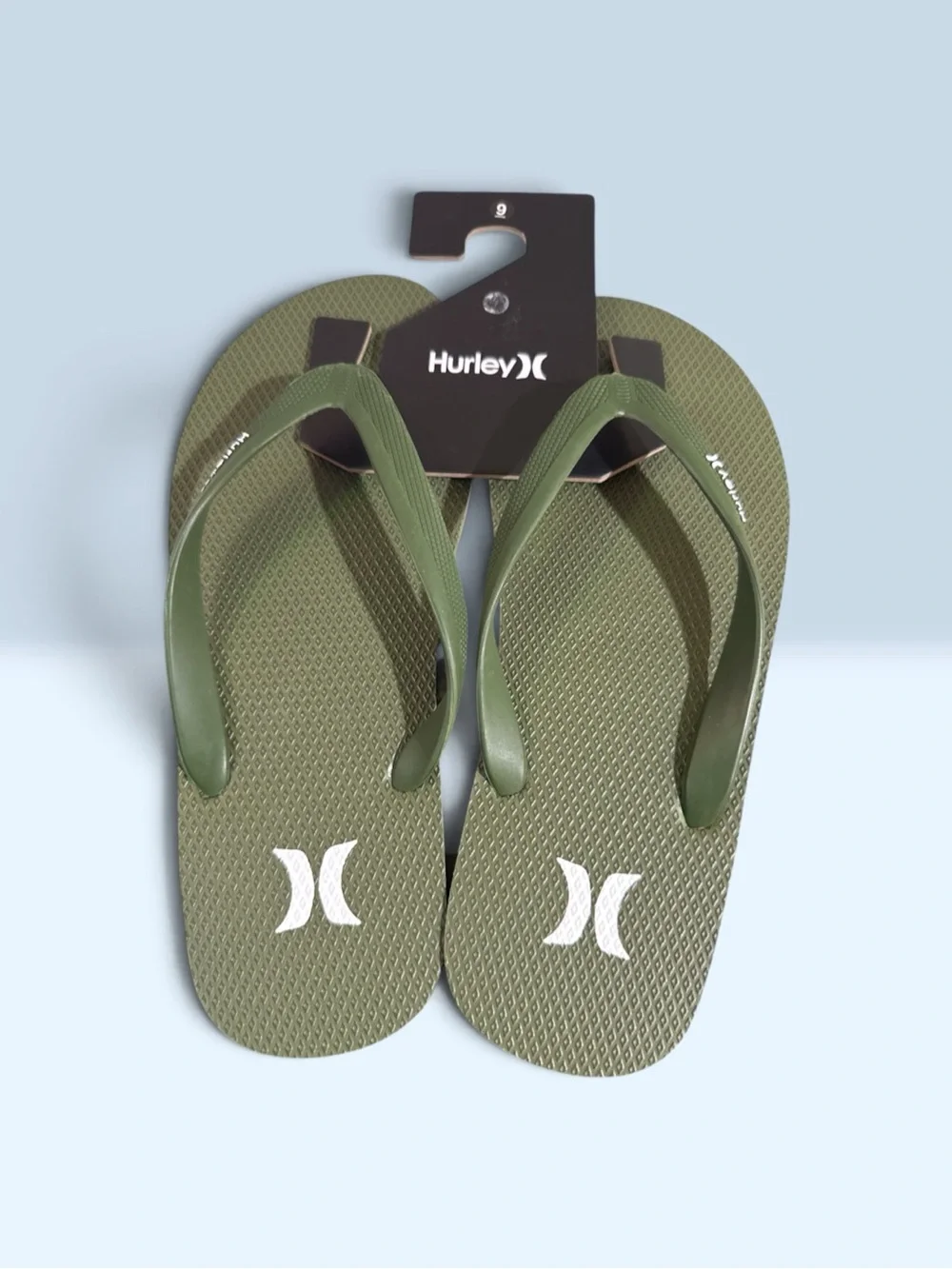 Hurley Men's Olive Green Flip Flops Sz 9